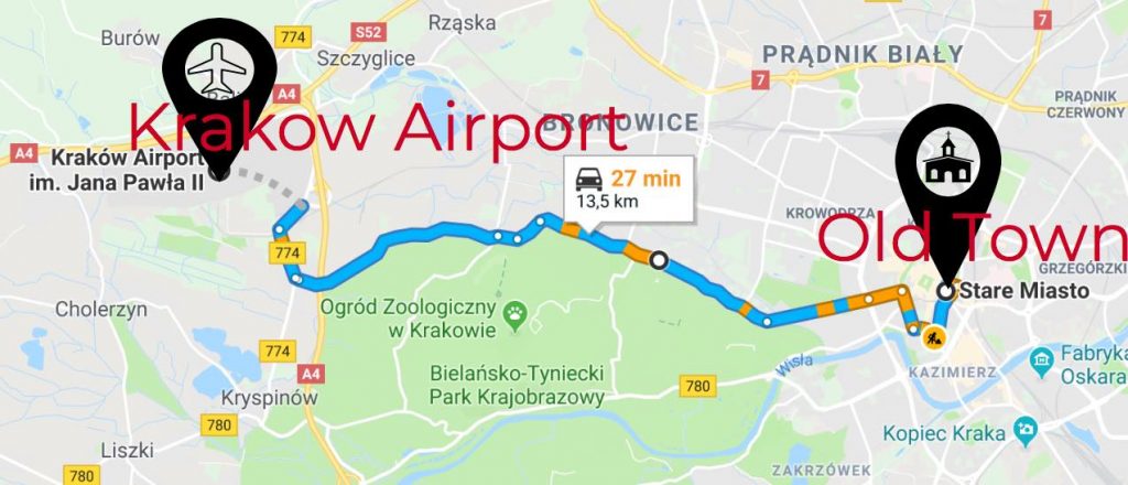 Krakow-airport-to-oldtown