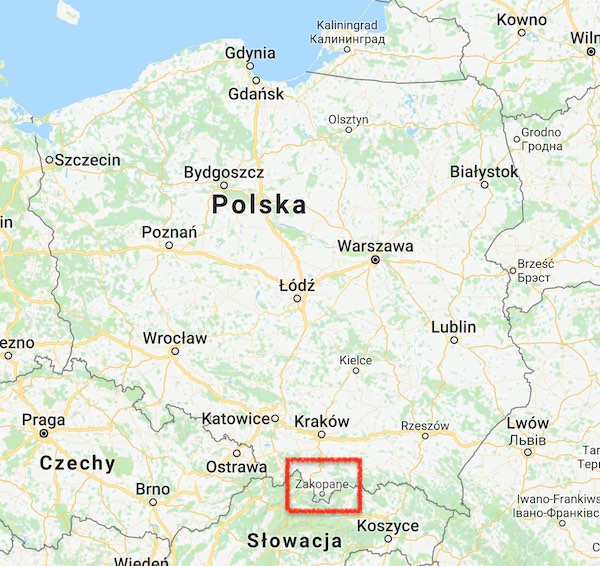 krakow-zakopane-map
