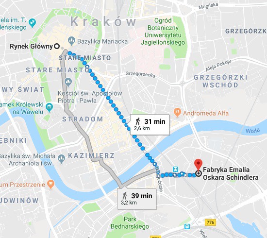 main-market-square-to-schindlers-factory-route