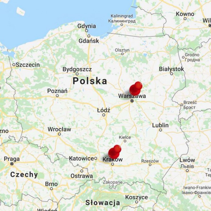 krakow_or_warsaw_poland_map