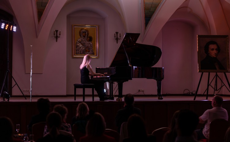 Pianist during performance Chopin Piano Concert