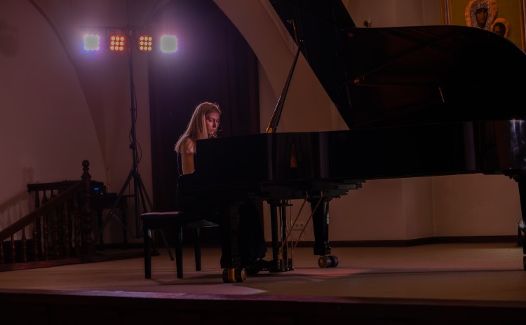 Pianist during performance Chopin Piano Concert